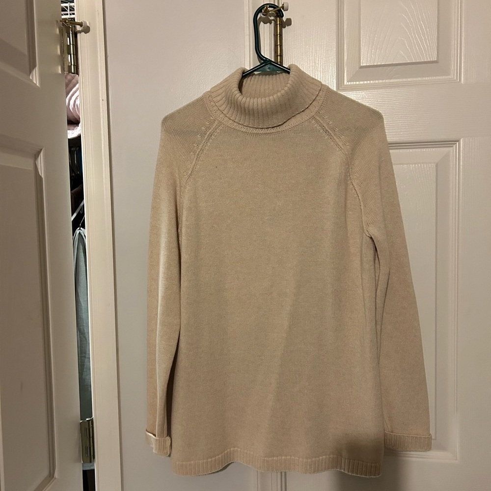 JEANNE PIERRE Light Beige Cowl Neck Sweater Cozy Relaxed Fit